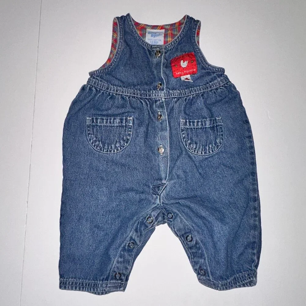 VTG Baby OshKosh B’gosh Funny Friends Denim Overalls 3-6 Months Romper Osh Kosh